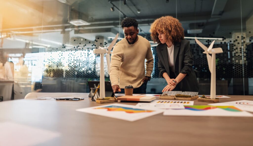 men and girl in meeting